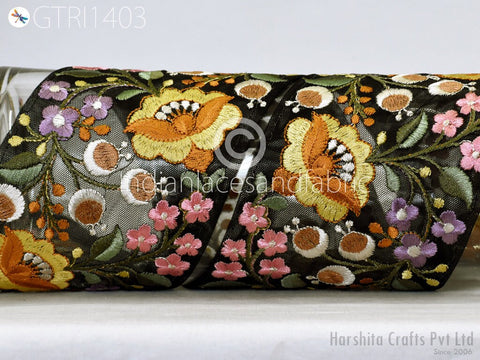 9 Yard Indian 10cm Embroidered Fabric Trim Cushion Covers Embellishment Embroidery Saree Ribbon Sewing Crafting Border Wedding Trim Curtain