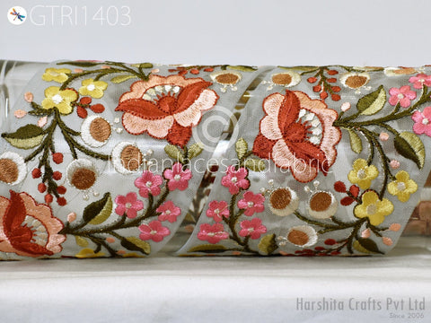 9 Yard Indian 10cm Embroidered Fabric Trim Cushion Covers Embellishment Embroidery Saree Ribbon Sewing Crafting Border Wedding Trim Curtain