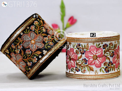 9 Yard Embroidery 9cm Fabric Trims Decor Indian Laces Sari Border Embroidered Ribbon Decorative Sewing Craft Saree Dresses Trim Home Decor