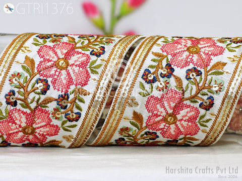 9 Yard Embroidery 9cm Fabric Trims Decor Indian Laces Sari Border Embroidered Ribbon Decorative Sewing Craft Saree Dresses Trim Home Decor