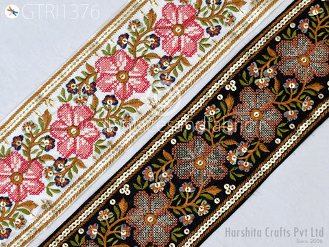 9 Yard Embroidery 9cm Fabric Trims Decor Indian Laces Sari Border Embroidered Ribbon Decorative Sewing Craft Saree Dresses Trim Home Decor