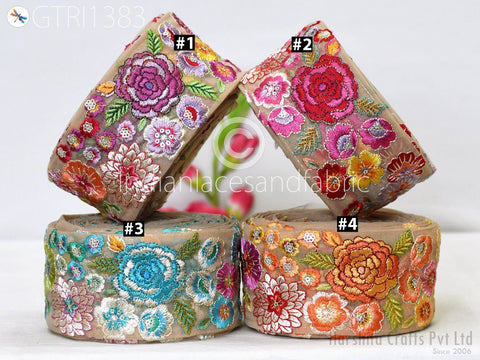 1 Meter Embroidery 7cm Fabric Trim Decorative Indian Embellishments DIY Crafting Sewing Saree Sari Border Embroidered Ribbon Dresses Costume