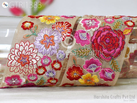 9 Yard Embroidery 7cm Fabric Trim Decorative Indian Embellishments DIY Crafting Sewing Saree Sari Border Embroidered Ribbon Dresses Costume