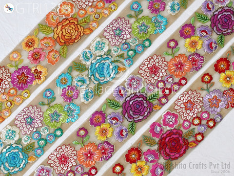 9 Yard Embroidery 7cm Fabric Trim Decorative Indian Embellishments DIY Crafting Sewing Saree Sari Border Embroidered Ribbon Dresses Costume