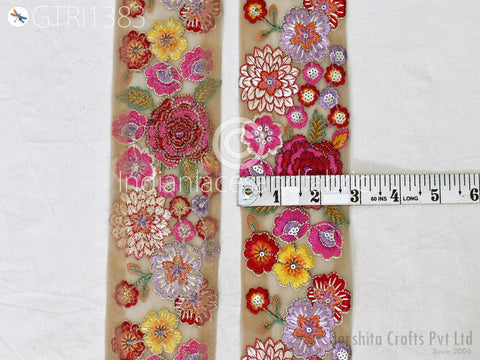 9 Yard Embroidery 7cm Fabric Trim Decorative Indian Embellishments DIY Crafting Sewing Saree Sari Border Embroidered Ribbon Dresses Costume