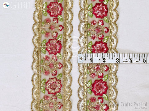 9 Yard Floral 75MM Embroidered Fabric Trim Embroidery Ribbon DIY Crafting Sewing Saree Indian Sari Border Home Decor Beach Bags Table Runner