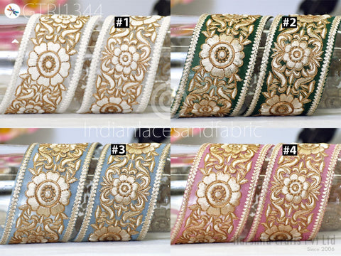 9 Yard Indian Embroidered 55mm Trim Embellishment Sari Border Embroidery Saree Ribbon Cushions Home Décor Sewing Clothing Costumes Trimmings
