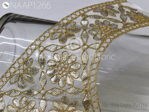 Gota Patti Gold Neck Patch, Handcrafted Neckline Patches, Wedding Dress Patches, Clothing Accessory ,Crafting Collar Applique Costumes  Neckline, Sewing Patches