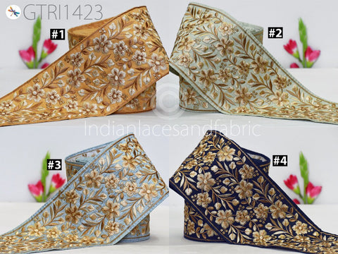 9 Yard Indian Embroidered Fabric Trim Sari Border Cushions DIY Crafting Wedding Saree Sewing Embroidery Dress Embellishment Costume Ribbon