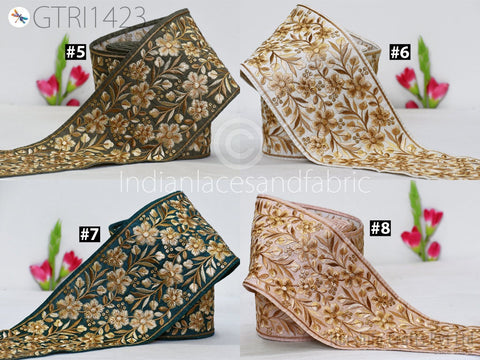 9 Yard Indian Embroidered Fabric Trim Sari Border Cushions DIY Crafting Wedding Saree Sewing Embroidery Dress Embellishment Costume Ribbon