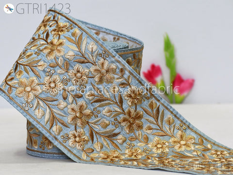 9 Yard Indian Embroidered Fabric Trim Sari Border Cushions DIY Crafting Wedding Saree Sewing Embroidery Dress Embellishment Costume Ribbon