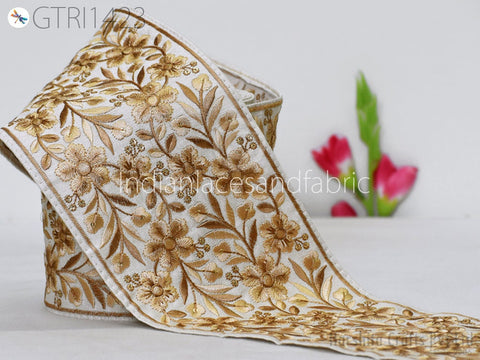 9 Yard Indian Embroidered Fabric Trim Sari Border Cushions DIY Crafting Wedding Saree Sewing Embroidery Dress Embellishment Costume Ribbon