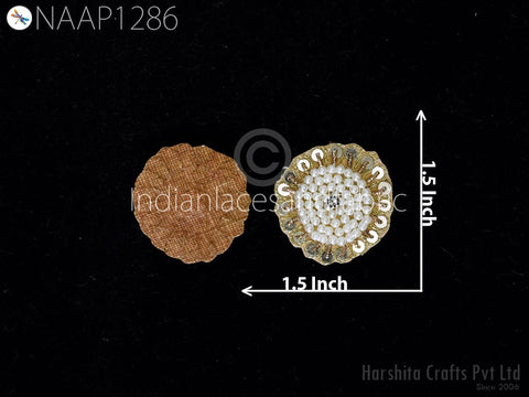 Small Round Design Appliques wedding Dress Patch Beaded Designer Flower Design Applique 1.5cm Appliques