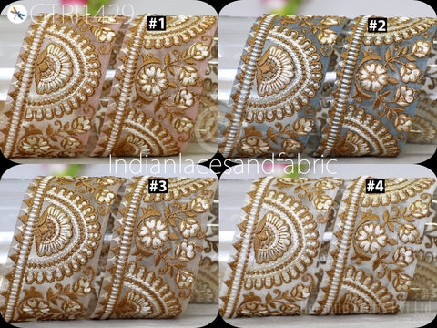 9 Yard Indian 5cm Trim Sari Border Crafting Ribbons Sewing Embroidered Decorative Costumes Cushion Curtain Home Decor Trimmings Headband