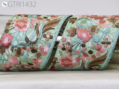 9 Yard Indian 9cm Embroidered Fabric Trim Sari Border Cushions DIY Crafting Wedding Saree Sewing Embroidery Dress Embellish Costume Ribbon