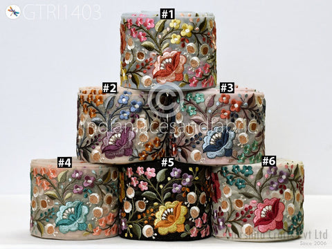 9 Yard Indian 10cm Embroidered Fabric Trim Cushion Covers Embellishment Embroidery Saree Ribbon Sewing Crafting Border Wedding Trim Curtain