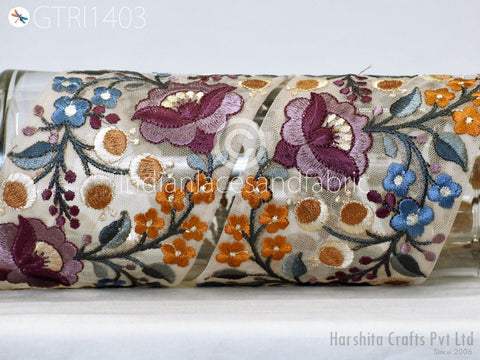 9 Yard Indian 10cm Embroidered Fabric Trim Cushion Covers Embellishment Embroidery Saree Ribbon Sewing Crafting Border Wedding Trim Curtain