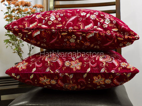 Red Embroidered Throw Pillow Square Throw Cushion Cover Embroidery Throw Pillow