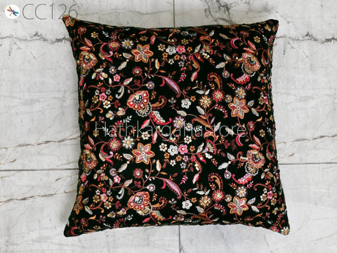 Floral Embroidered Throw Pillow Square Decorative Home Decor Pillow Cover Handmade Embroidery Cushion Cover House Warming Bridal Shower Gift