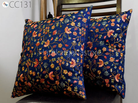 Blue Embroidered Cushion Cover Throw Pillowcase Handmade Embroidery Decorative Home Decor Pillow