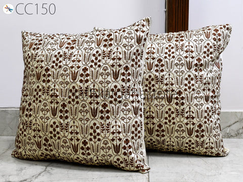 Brown Embroidered Cushion Cover Handmade Embroidery Throw Pillow Decorative Home Decor Pillow Cover