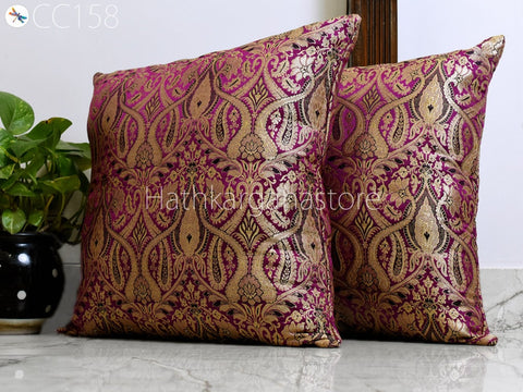 Brocade Silk Cushion Cover Frill Lumbar Pillow Throw Cushion Cover Handmade Embroidery Throw Pillow