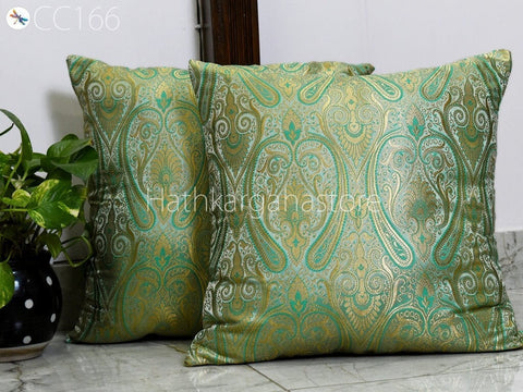 Mint Green Brocade Silk Pillow Cover Handmade Lumbar Pillowcases Sham Decorative Cushion Home Decor House Warming Bridal Shower Wedding Gift