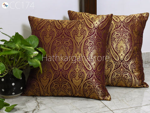 Brocade Silk Cushion Pillowcase Cover Handmade Brocade Silk Throw Pillow Cover Square Decorative Home Decor Pillow Cover