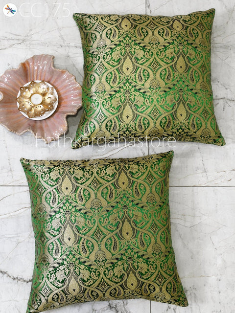 Brocade Silk Cushion Cover Frill Lumbar Pillow Throw Cushion Cover Handmade Embroidery Throw Pillow