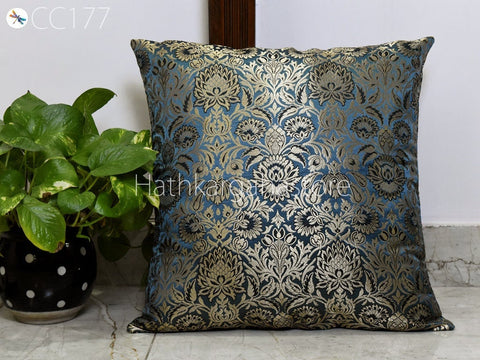 Dark Grey Brocade Silk Pillow Cover Handmade Lumbar Pillowcases Sham Decorative Cushion Home Decor House Warming Bridal Shower Wedding Gift