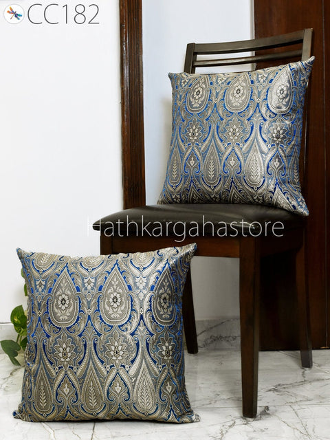 Brocade Silk Cushion Cover Frill Lumbar Pillow Throw Cushion Cover Handmade Embroidery Throw Pillow