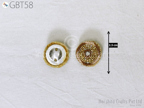 Wedding Costume Button, Beaded Button, Decorative Sari Button, Gota Patti Button, Skirts And Tunics Button, 2.5cm diameter with two holes