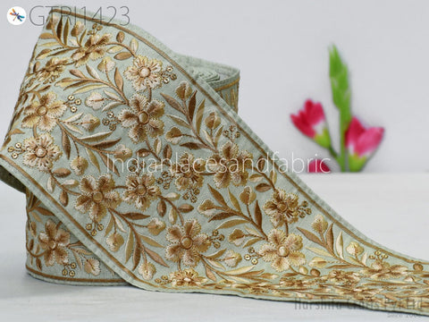 9 Yard Indian Embroidered Fabric Trim Sari Border Cushions DIY Crafting Wedding Saree Sewing Embroidery Dress Embellishment Costume Ribbon