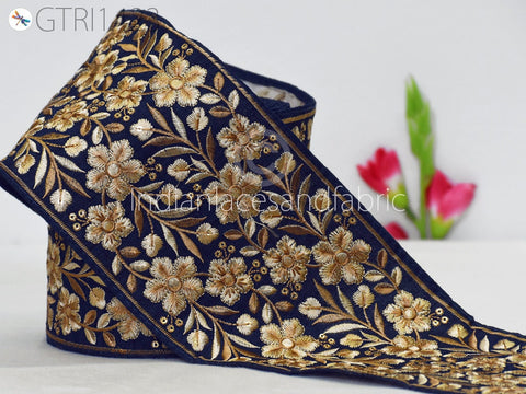 9 Yard Indian Embroidered Fabric Trim Sari Border Cushions DIY Crafting Wedding Saree Sewing Embroidery Dress Embellishment Costume Ribbon