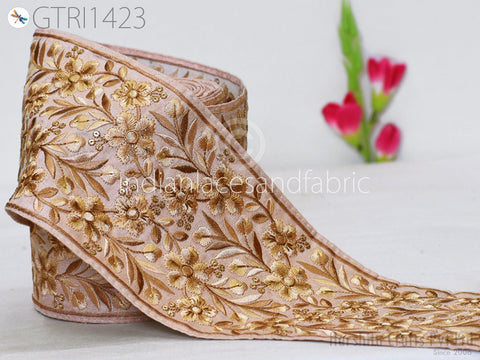 9 Yard Indian Embroidered Fabric Trim Sari Border Cushions DIY Crafting Wedding Saree Sewing Embroidery Dress Embellishment Costume Ribbon