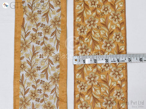 9 Yard Indian Embroidered Fabric Trim Sari Border Cushions DIY Crafting Wedding Saree Sewing Embroidery Dress Embellishment Costume Ribbon