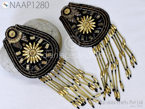 Beaded Epaulette appliqués, Beaded rhinestone parches, Sweater, Wedding Dress, Bag, Coat Decoration Applique