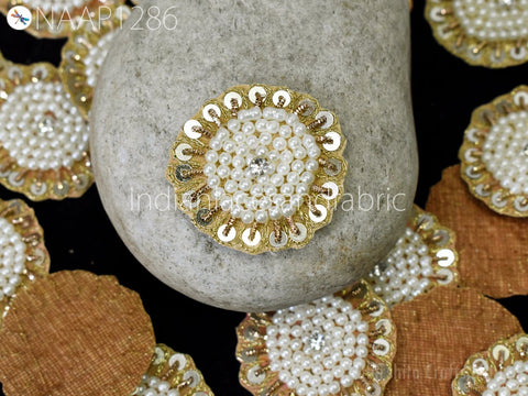 Small Round Design Appliques gold Flower Design Applique Handcrafted Appliques, Scrap-booking Appliques