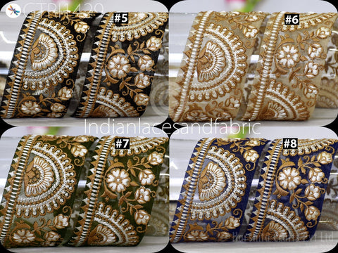 9 Yard Indian 5cm Trim Sari Border Crafting Ribbons Sewing Embroidered Decorative Costumes Cushion Curtain Home Decor Trimmings Headband