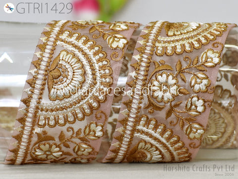 9 Yard Indian 5cm Trim Sari Border Crafting Ribbons Sewing Embroidered Decorative Costumes Cushion Curtain Home Decor Trimmings Headband