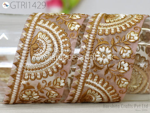 9 Yard Indian 5cm Trim Sari Border Crafting Ribbons Sewing Embroidered Decorative Costumes Cushion Curtain Home Decor Trimmings Headband