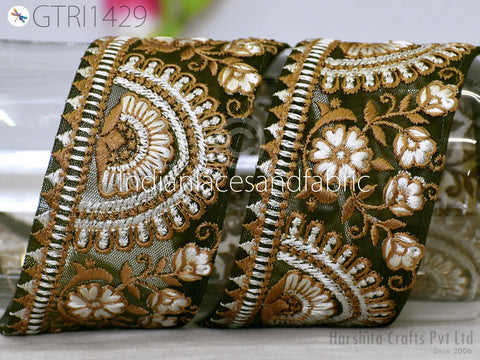 9 Yard Indian 5cm Trim Sari Border Crafting Ribbons Sewing Embroidered Decorative Costumes Cushion Curtain Home Decor Trimmings Headband