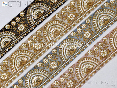 9 Yard Indian 5cm Trim Sari Border Crafting Ribbons Sewing Embroidered Decorative Costumes Cushion Curtain Home Decor Trimmings Headband