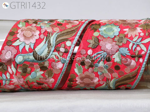 9 Yard Indian 9cm Embroidered Fabric Trim Sari Border Cushions DIY Crafting Wedding Saree Sewing Embroidery Dress Embellish Costume Ribbon