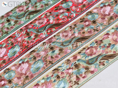 9 Yard Indian 9cm Embroidered Fabric Trim Sari Border Cushions DIY Crafting Wedding Saree Sewing Embroidery Dress Embellish Costume Ribbon