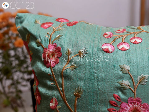 Embroidered Cushion Cover Handmade Embroidery Throw Pillow Decorative Home Decor Pillowcase Lumbar House Warming Bridal Shower Wedding Gift