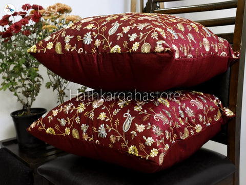 Handmade Embroidery Throw Pillow Decorative Home Decor Pillow Cover Silk Pillowcase Cushion Cover