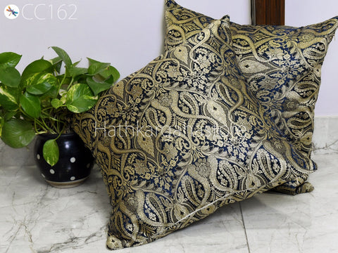Brocade Silk Frill Throw Pillow Cushion Cover Handmade Brocade Decorative Home Decor Pillowcase House Warming Bridal Shower Wedding
