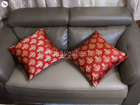 Brocade Silk Frill Throw Pillow Cushion Cover Handmade Brocade Decorative Home Decor Pillowcase House Warming Bridal Shower Wedding