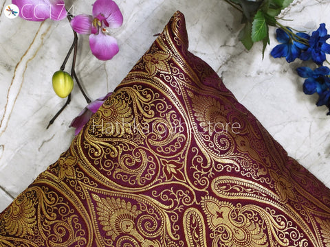 Brocade Silk Cushion Cover Frill Lumbar Pillow Throw Cushion Cover Handmade Embroidery Throw Pillow